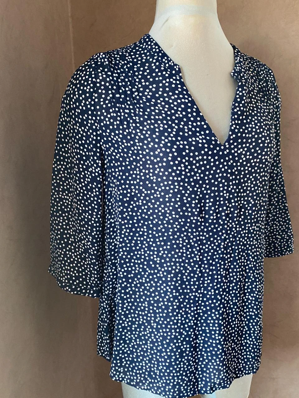 Sud Express Tornaline blouse size 38 navy blue with white polka dots – fluid 100% viscose – photo 3